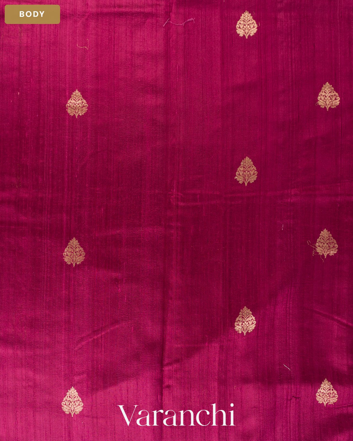 Burgundy Pure Raw Silk Handloom Saree — Body