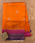 Tangerine Orange Pure Raw Silk Handloom Saree — Full Saree
