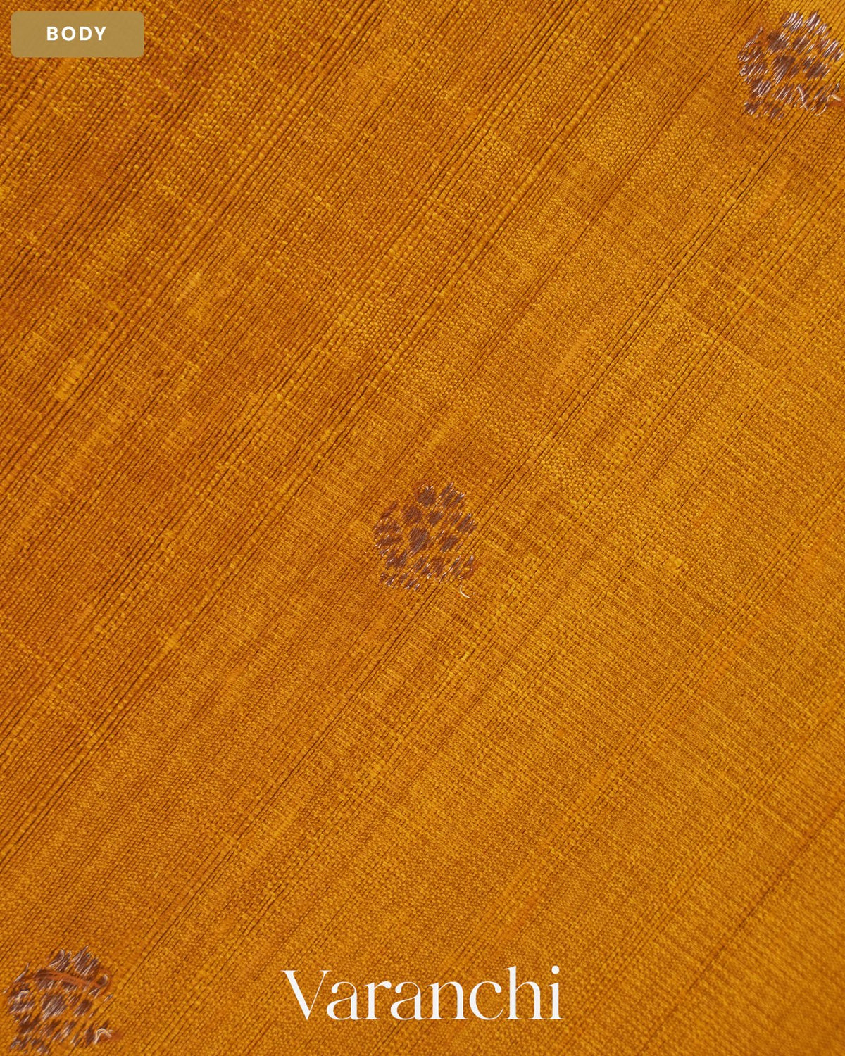Mango Yellow Pure Raw Silk Handloom Saree — Body
