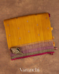 Mango Yellow Pure Raw Silk Handloom Saree — Folded