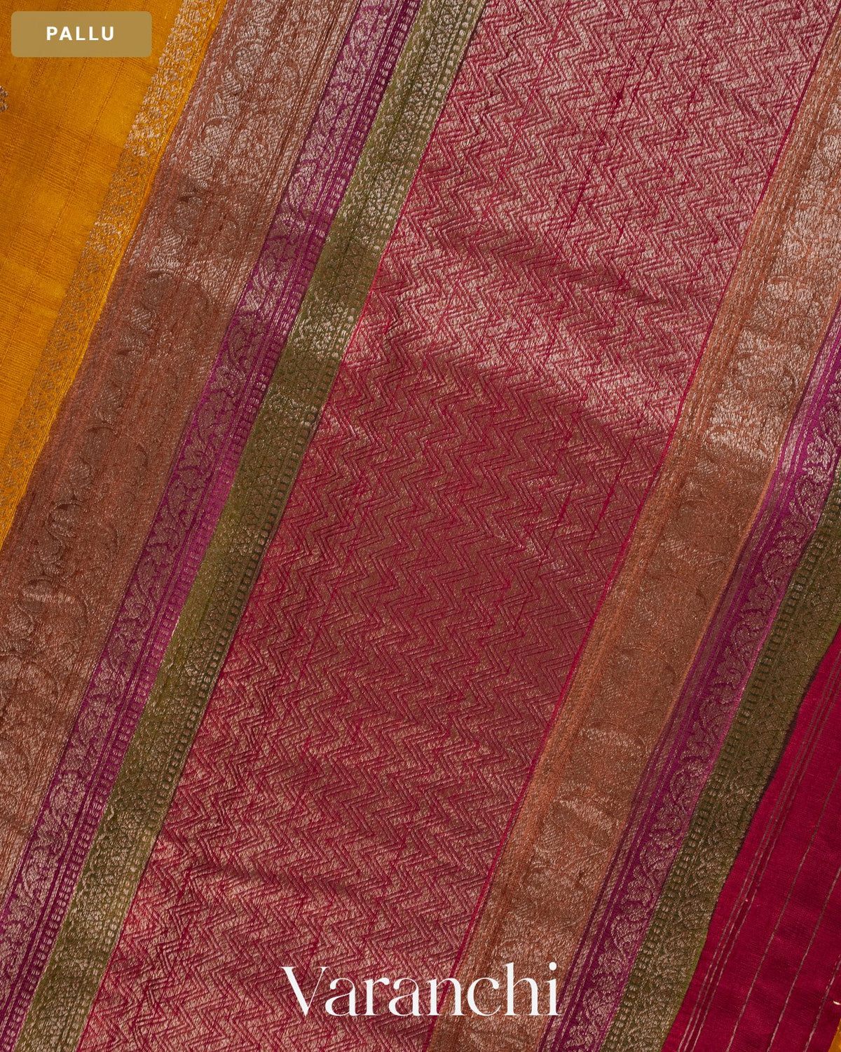 Mango Yellow Pure Raw Silk Handloom Saree — Pallu