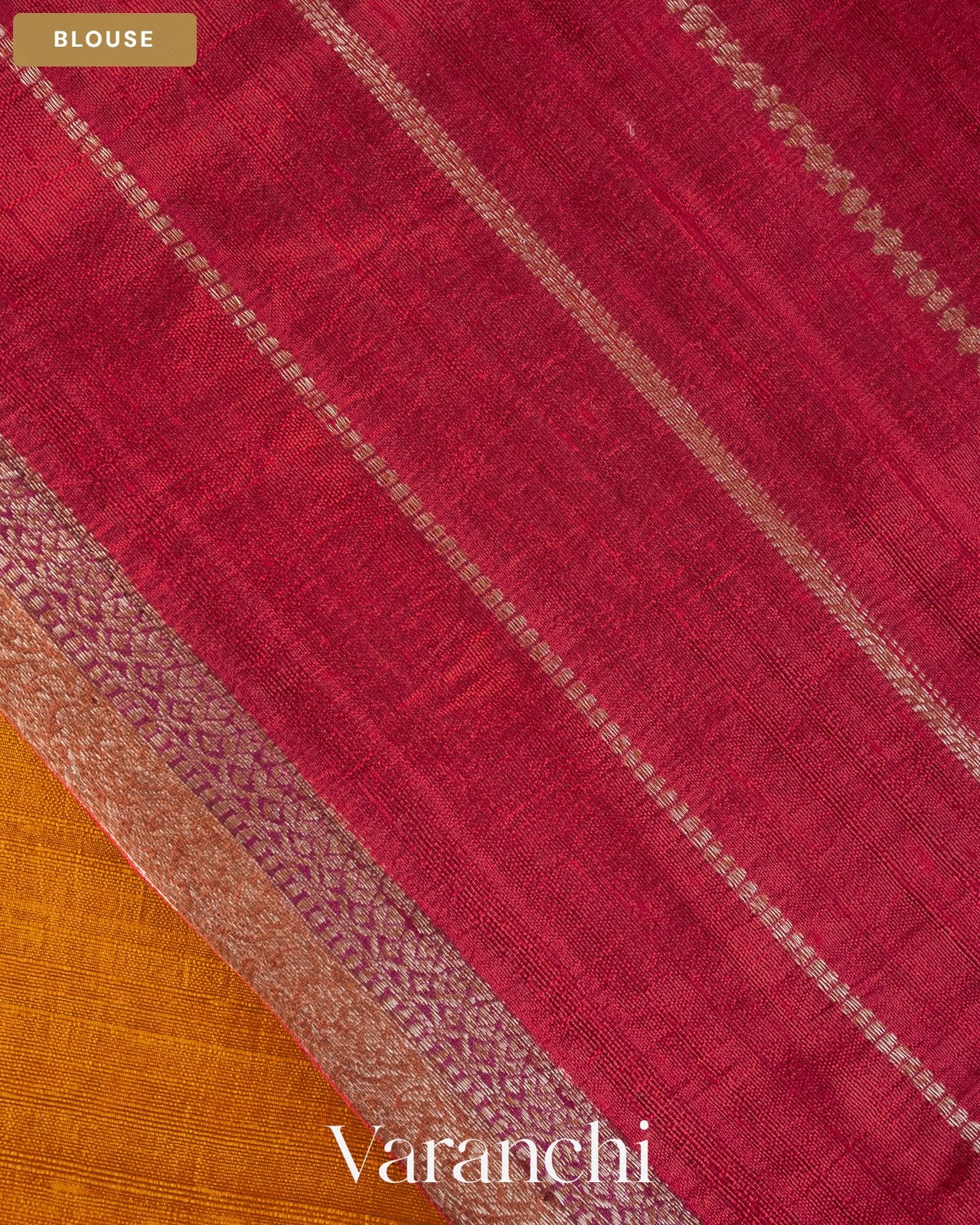 Mango Yellow Pure Raw Silk Handloom Saree — Blouse