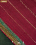 Bottle Green Pure Raw Silk Handloom Saree — Blouse