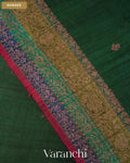 Bottle Green Pure Raw Silk Handloom Saree — Border
