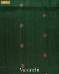 Bottle Green Pure Raw Silk Handloom Saree — Body