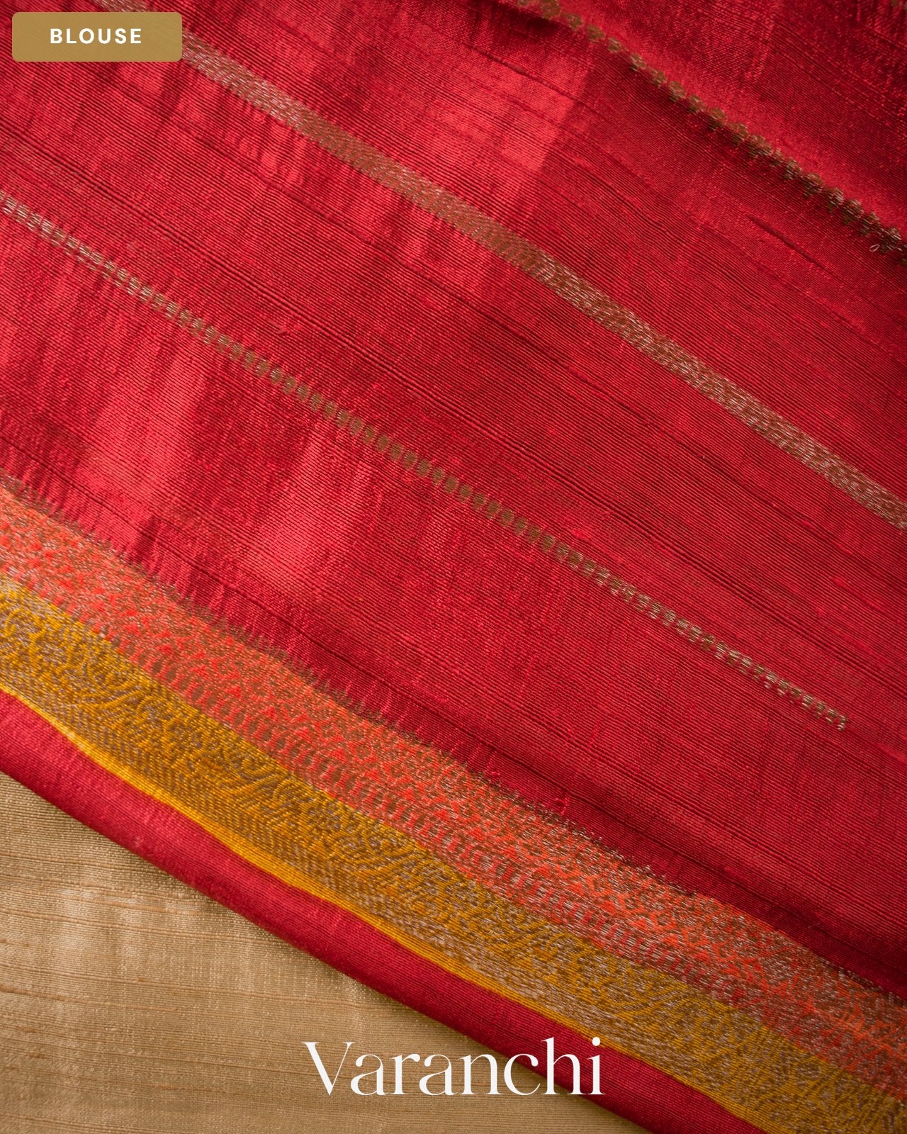 Ivory Pure Raw Silk Handloom Saree — Blouse