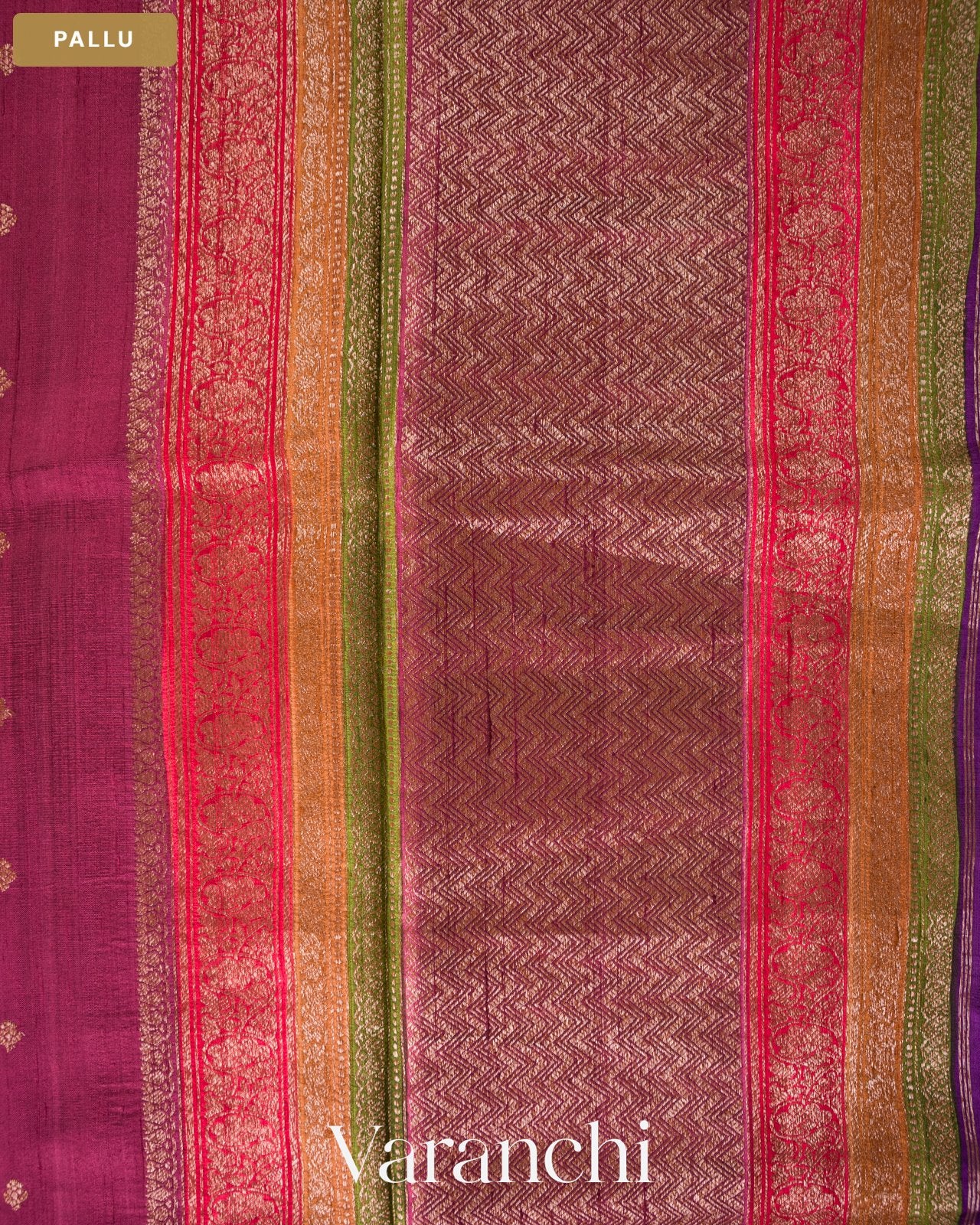 Wine Red Pure Raw Silk Handloom Saree — Pallu
