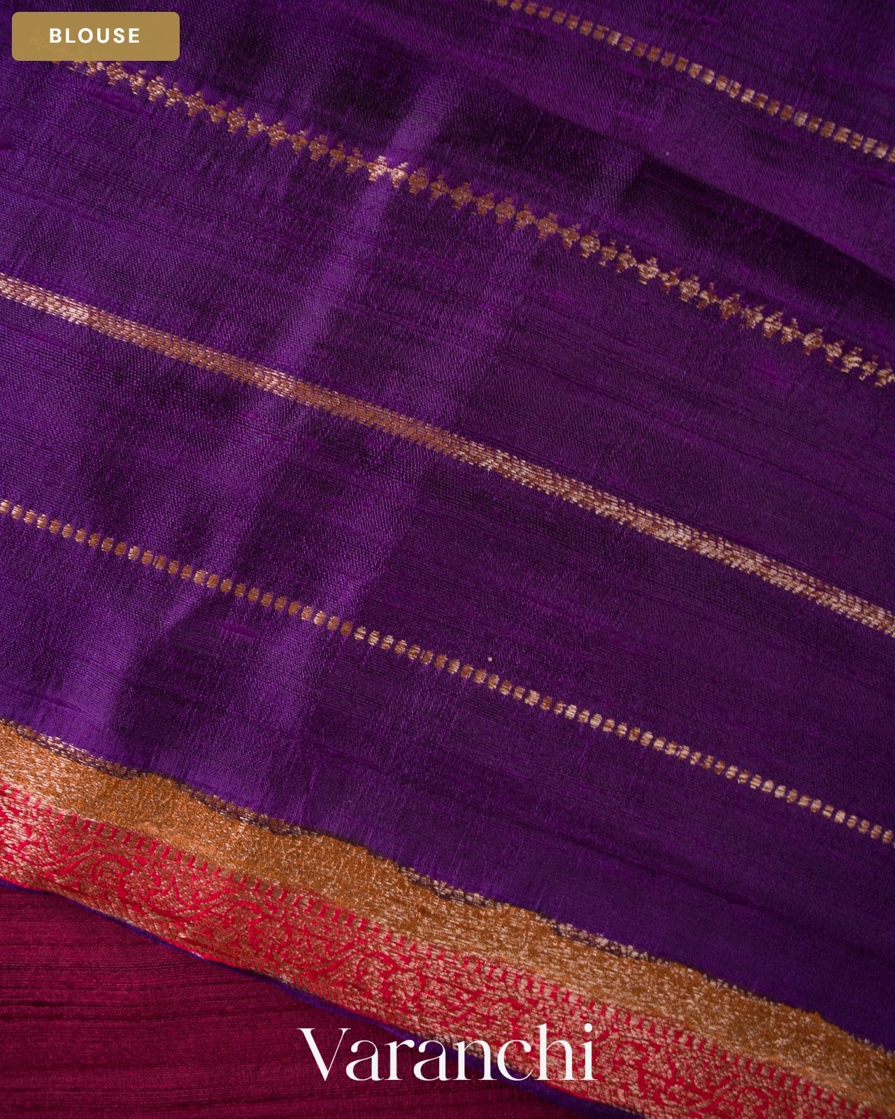 Wine Red Pure Raw Silk Handloom Saree — Blouse