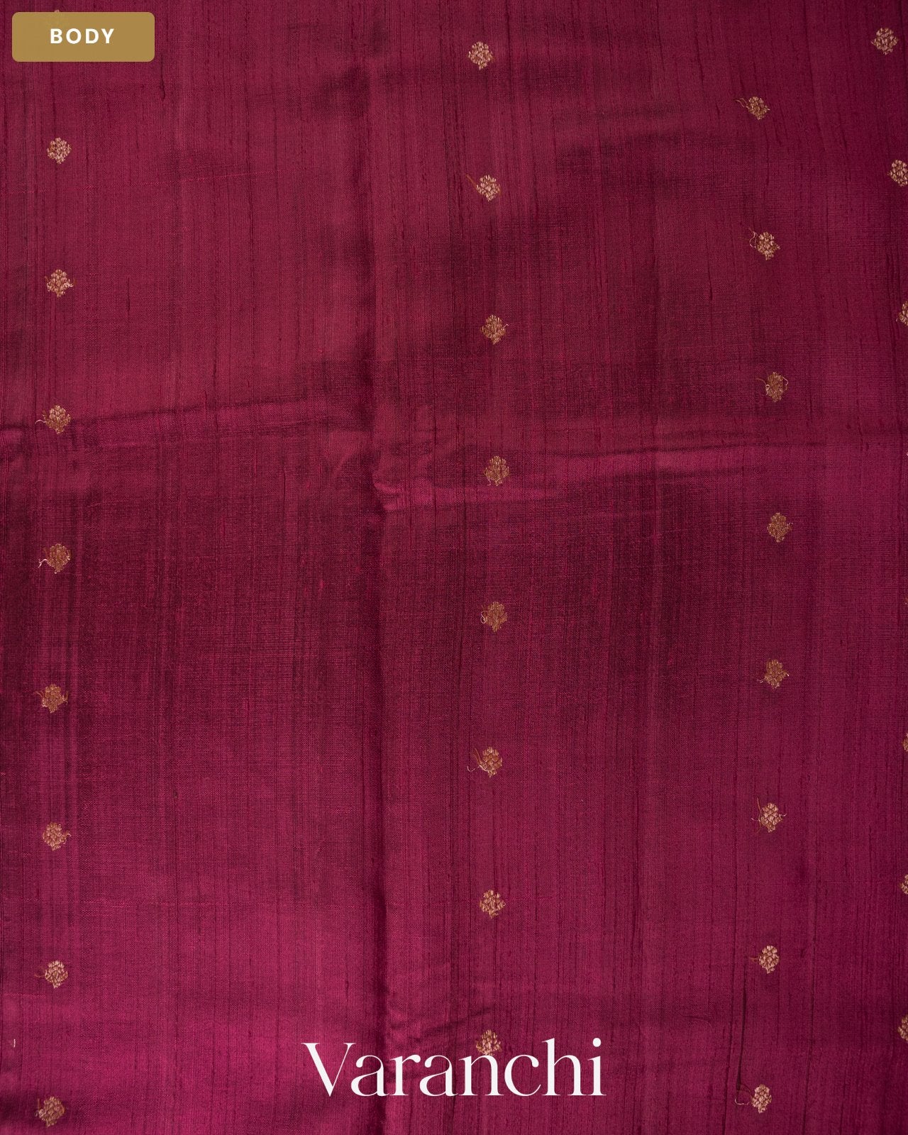 Wine Red Pure Raw Silk Handloom Saree — Body