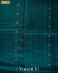 Peacock Blue Pure Raw Silk Handloom Saree — Body