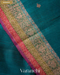 Peacock Blue Pure Raw Silk Handloom Saree — Border