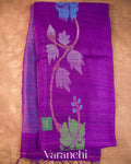 Royal Violet Jamdani Pure Matka Tissue Silk Handloom Saree — Full Saree