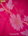 Rani Pink Floral Jamdani Pure Muslin Silk Handloom Saree — Border