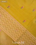Cream Floral Embroidered Pure Kora Silk Saree — Blouse