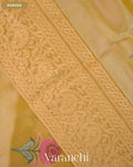 Cream Floral Embroidered Pure Kora Silk Saree — Border