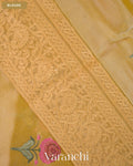 Butter Yellow Chikankari Embroidered Pure Kora Silk Saree — Blouse
