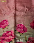 Sage Green Floral Printed and Sequin Embroidered Pure Satin Saree — Body