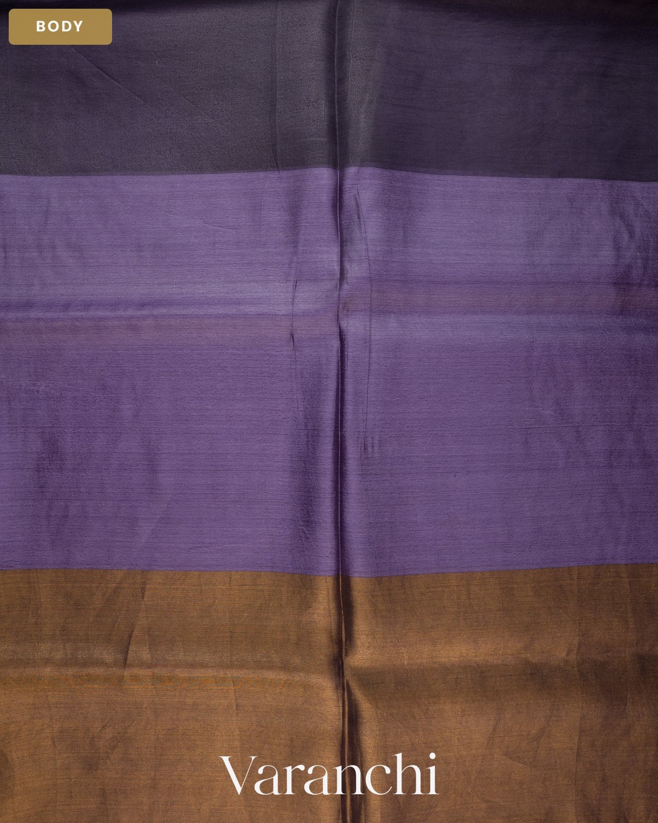 Purple Floral Embroidered Pure Kora Silk Saree — Body
