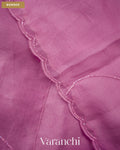 Mauve Pink Scallop Bordered Pure Kora Silk Saree — Border