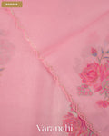 Blush Pink Floral Applique with Ombre-dyed Pure Kora Silk Saree — Border