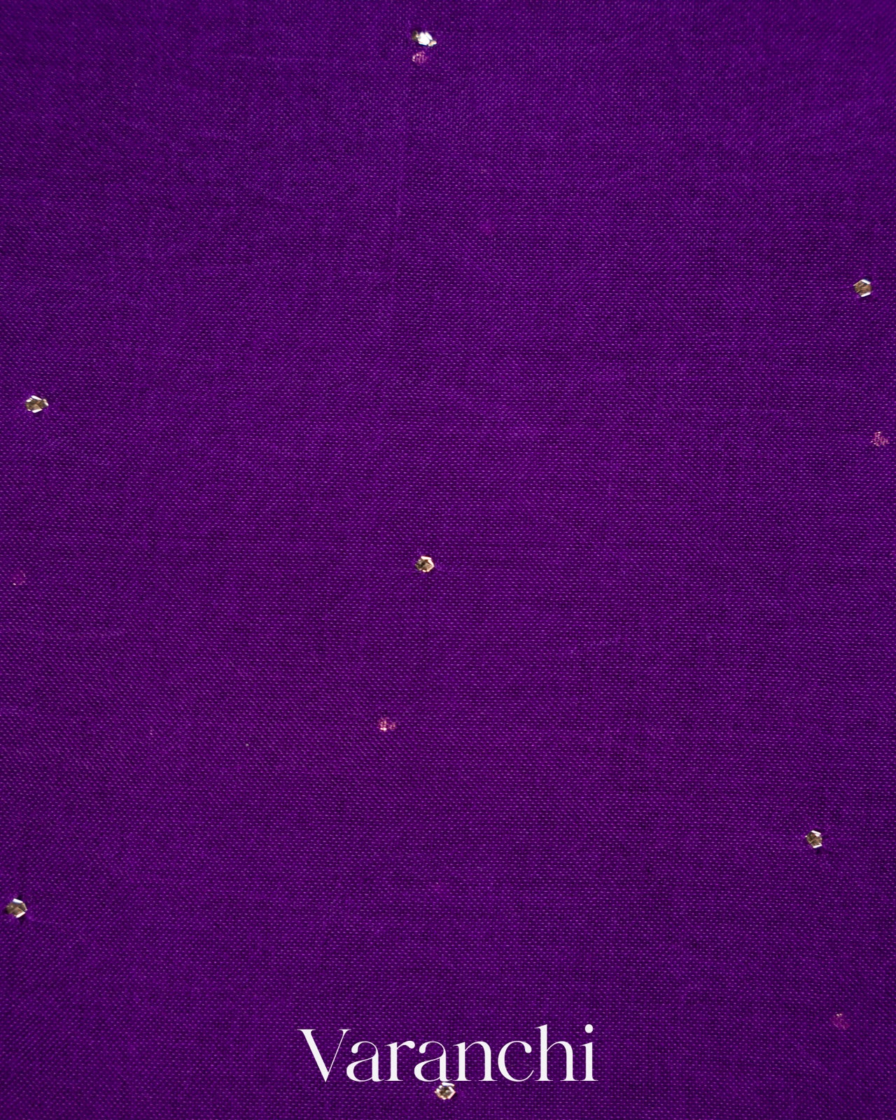 Purple Sequin Embroidered Border Pure Kora Silk Saree