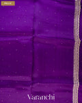 Purple Sequin Embroidered Border Pure Kora Silk Saree — Pallu