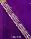 Purple Sequin Embroidered Border Pure Kora Silk Saree — Border