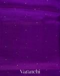 Purple Sequin Embroidered Border Pure Kora Silk Saree
