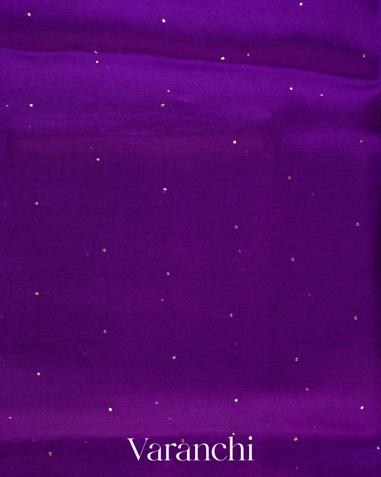 Purple Sequin Embroidered Border Pure Kora Silk Saree