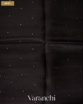 Jet Black Sequin Embroidery Bordered Pure Kora Silk Saree — Body