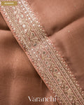 Choclate Brown Sequin Embroidery Bordered Pure Kora Silk Saree — Border