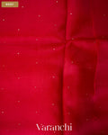 Ruby Red Sequence Bordered Pure Kora Silk Saree — Body