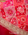 Ruby Red Sequence Bordered Pure Kora Silk Saree — Blouse