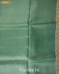 Aqua Blue Sequence Bordered Pure Kora Silk Saree — Pallu