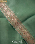 Aqua Blue Sequence Bordered Pure Kora Silk Saree — Border