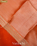 Rust Orange Sequence Bordered Pure Kora Silk Saree — Blouse