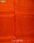 Rust Orange Sequence Bordered Pure Kora Silk Saree — Body
