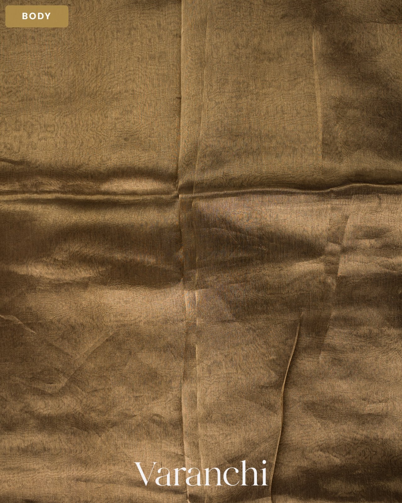 Black and Gold Sequin Embroidery Bordered Pure Tissue Kora Silk Saree — Body