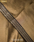 Black and Gold Sequin Embroidery Bordered Pure Tissue Kora Silk Saree — Border