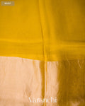 Mustard Yellow Sequin Embroidery Bordered Pure Tissue Kora Silk Saree — Body