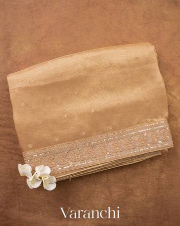 Ivory Pure Kora Silk Saree — Folded