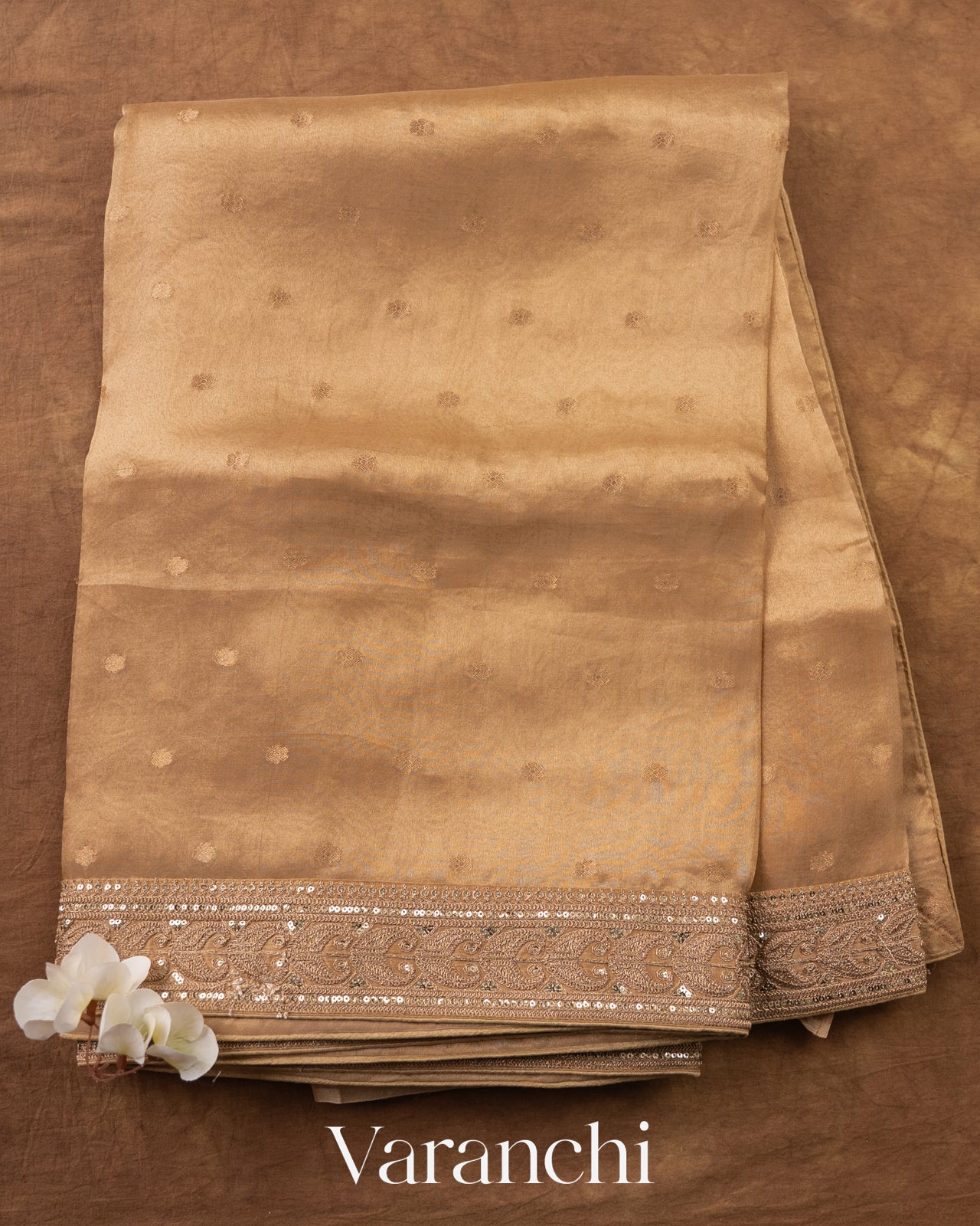 Ivory Pure Kora Silk Saree — Full Saree