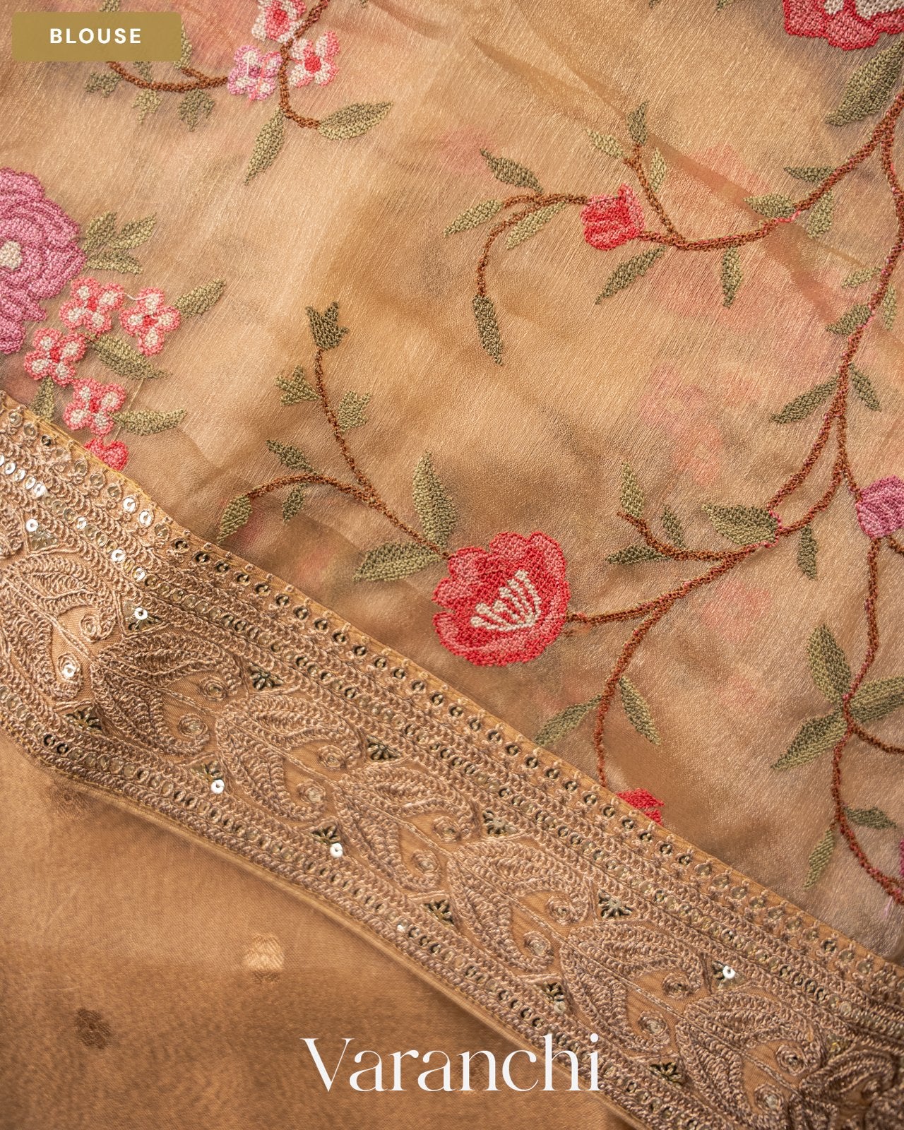 Ivory Pure Kora Silk Saree — Blouse