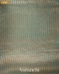 Powder Blue Tissue Striped and Embroidered Pure Kora Silk Saree — Body
