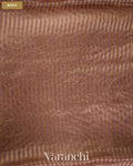 Rose Gold Tissue Striped and Embroidered Pure Kora Silk Saree — Body