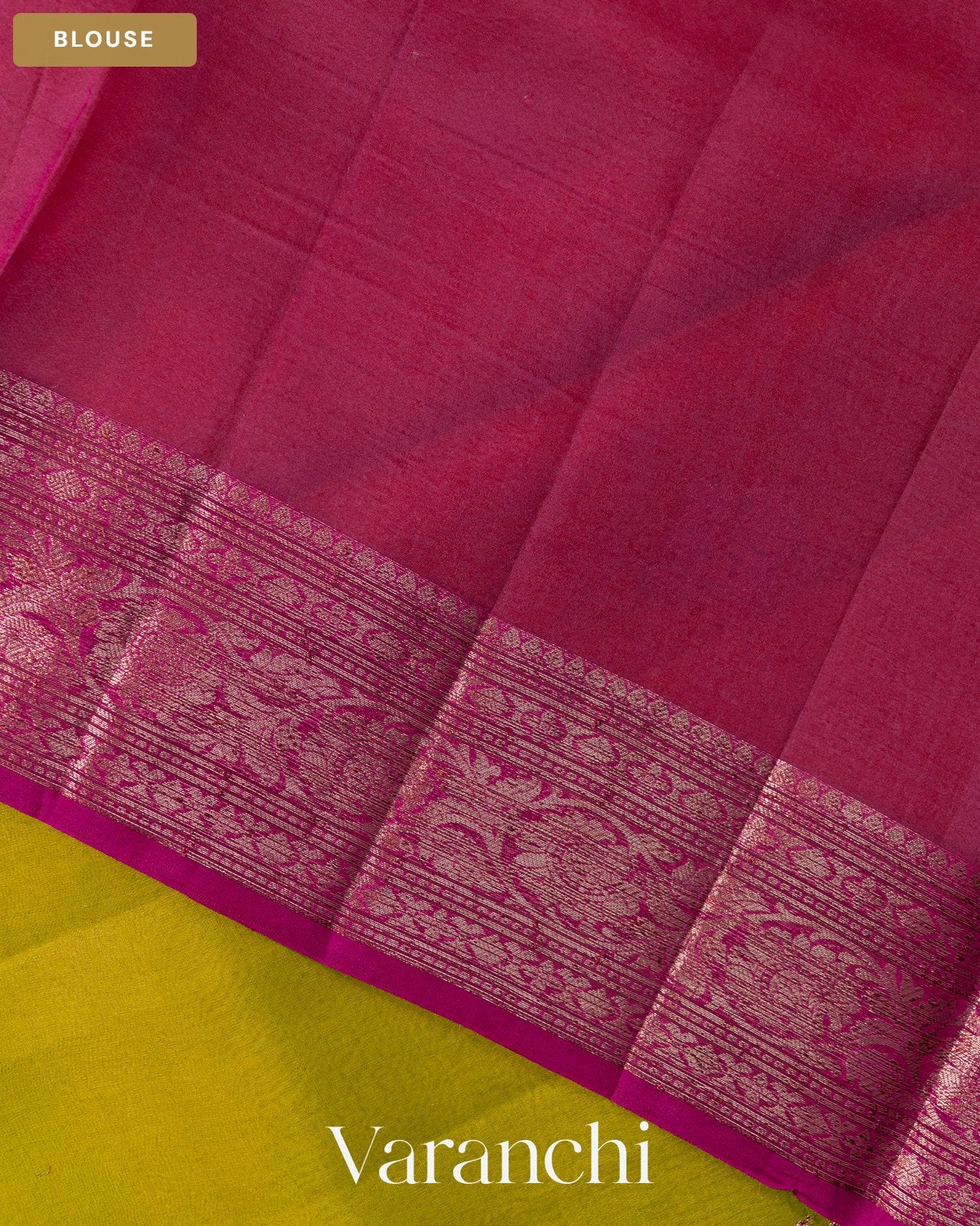 Mehandi Green Pure Kora Silk Handloom Saree — Blouse