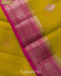 Mehandi Green Pure Kora Silk Handloom Saree — Border
