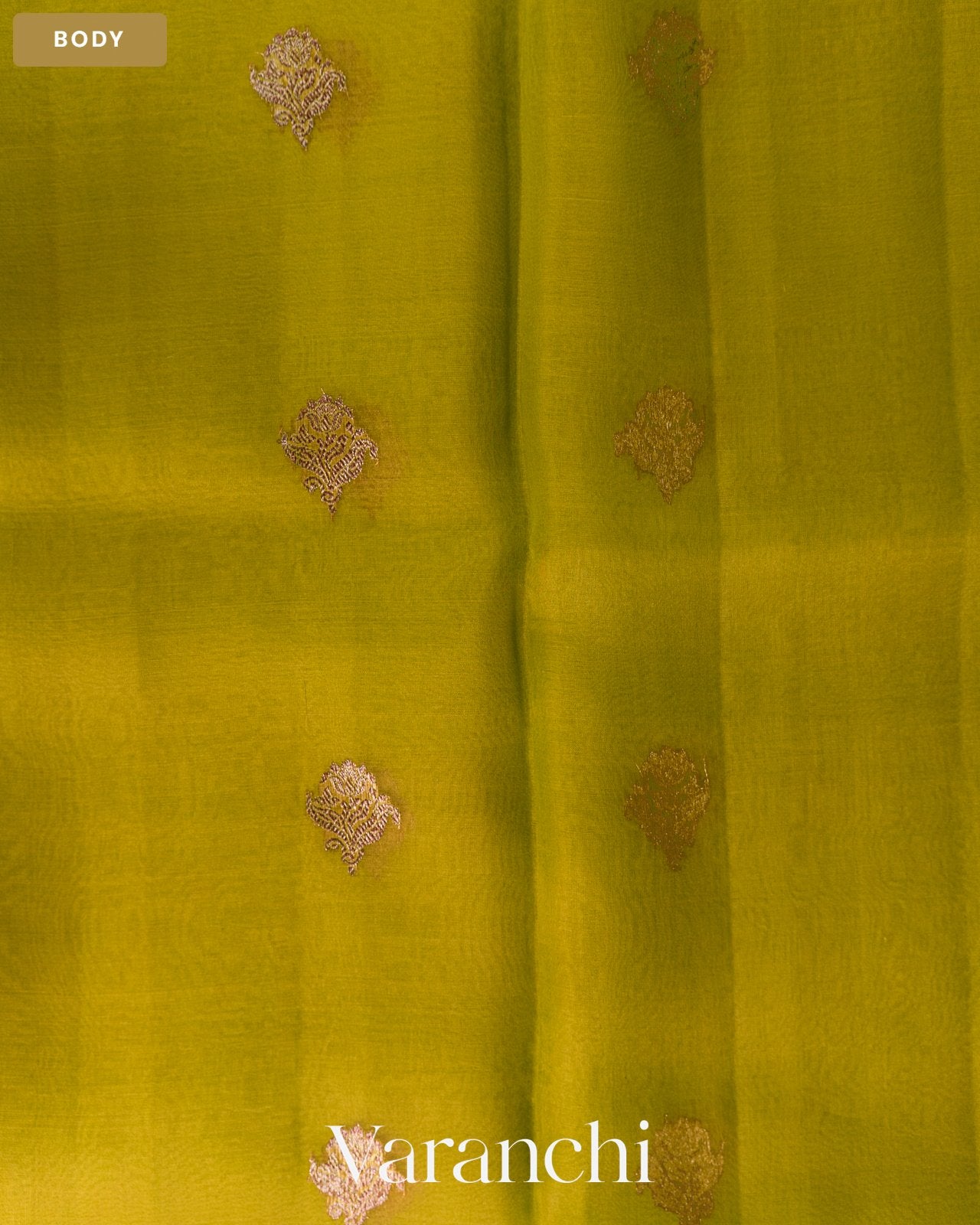 Mehandi Green Pure Kora Silk Handloom Saree — Body