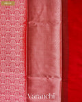 Crimson Red Brocade Pure Tissue Katan Silk Saree — Pallu