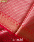 Crimson Red Brocade Pure Tissue Katan Silk Saree — Blouse